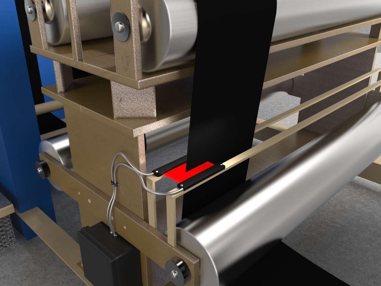 battery-assembly-fiber-edge-guide-array-199250 A fiber optic array detects the edge of a film in battery assembly