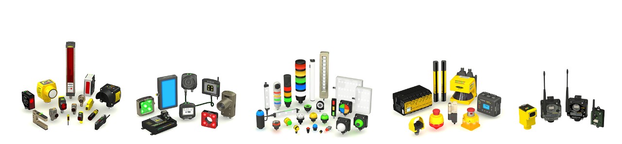 Das Produktportfolio von Banner: Sensoren, Bildsensoren, LED-Leuchten und -Anzeigen, funkgesteuerte Produkte und Maschinensicherheitsprodukte.