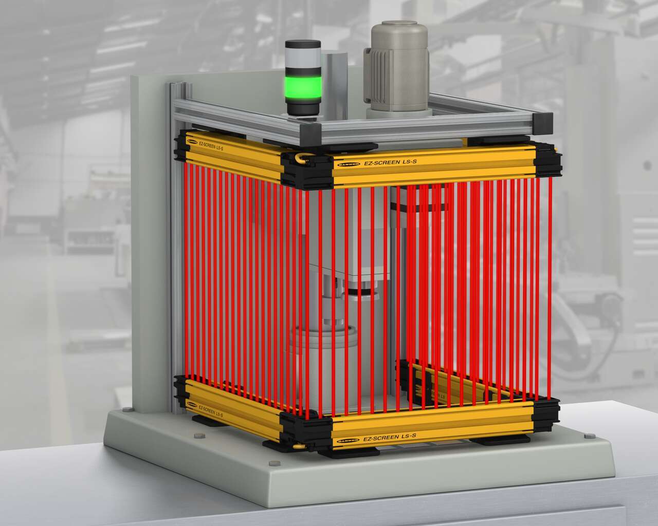 EZSLS in bay window setup on small stand-alone press.