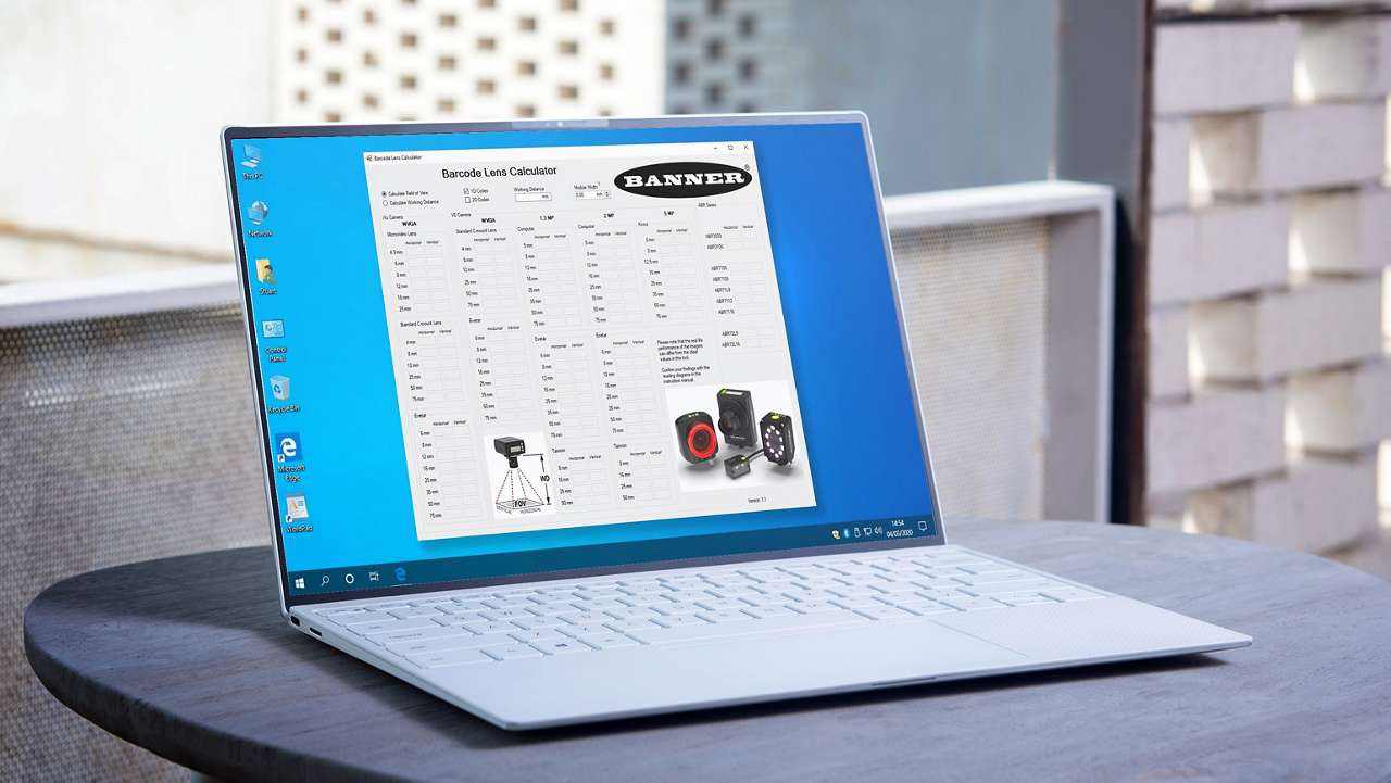 Barcode model selector app on laptop screen