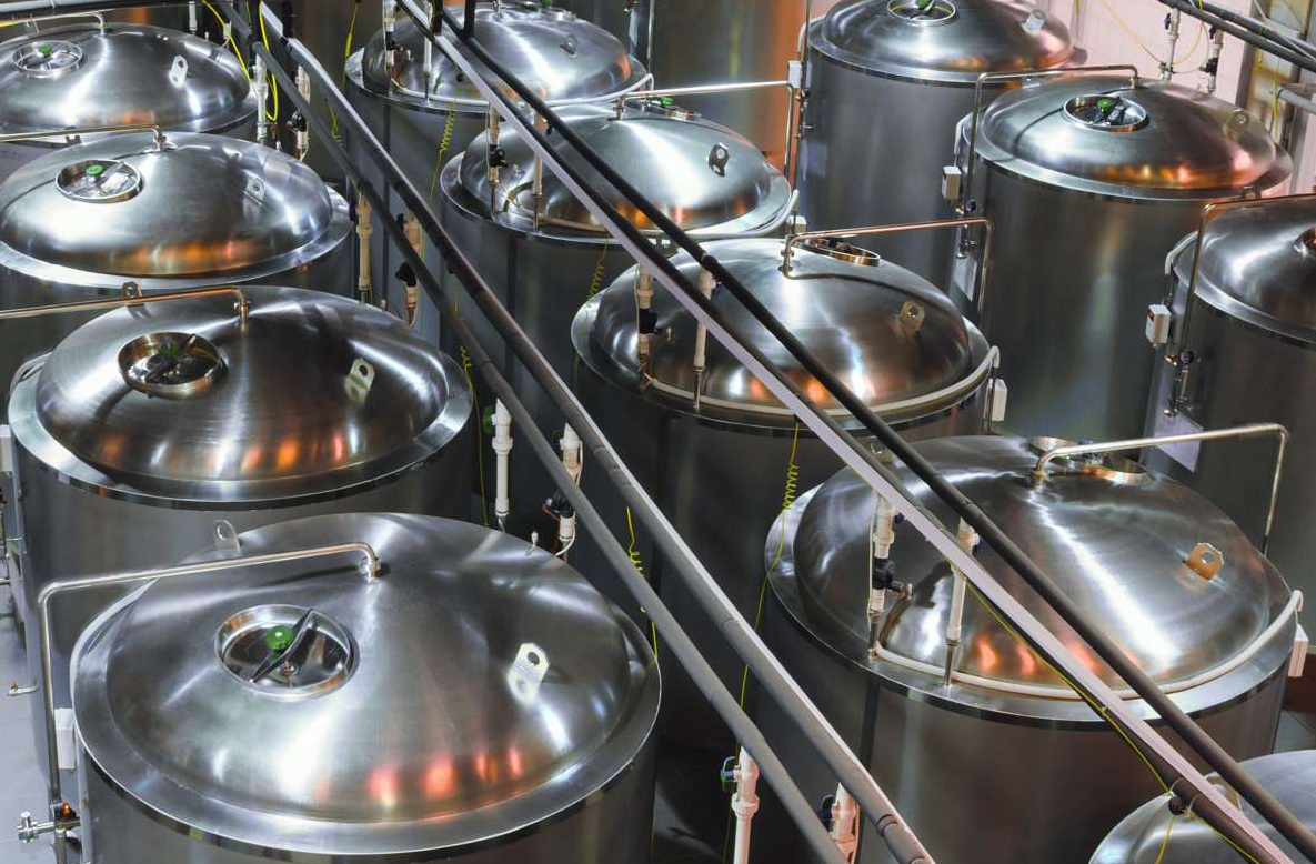 Metal beer fermentation tanks