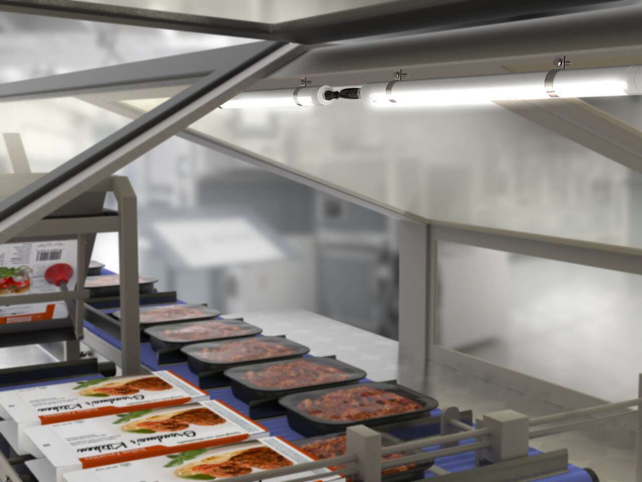 machine lighting on a cartoner