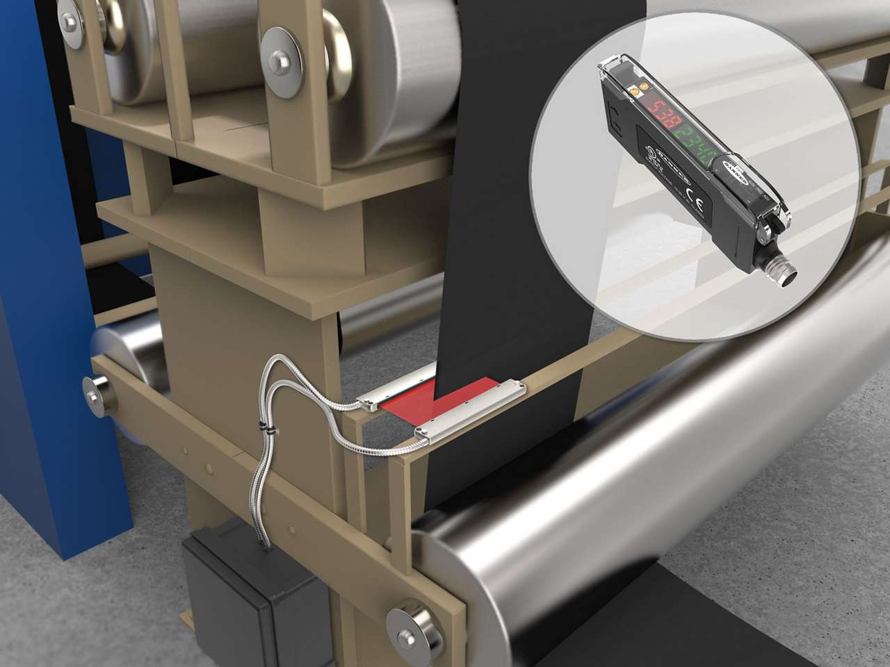 battery-assembly-fiber-edge-guide-array-199250-df-g3 A fiber optic array detects the edge of a film in battery assembly