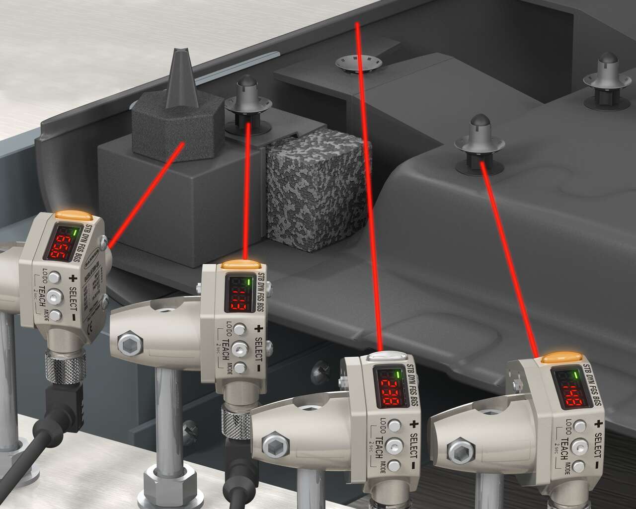 Q4X sensor black on black door panel Q4X inspects dark targets on a dark background