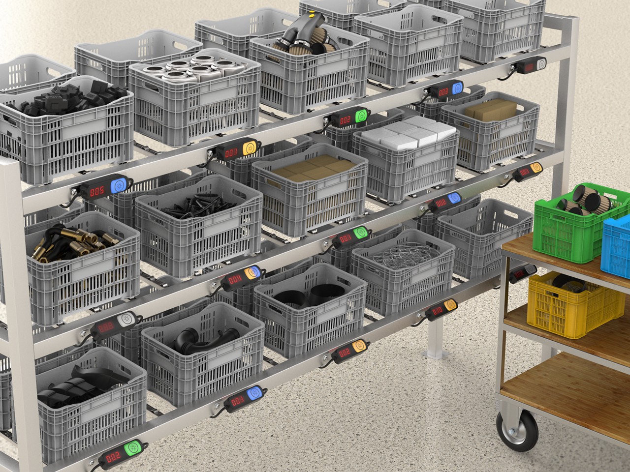 in a large kitting station, there are multiple pick points with