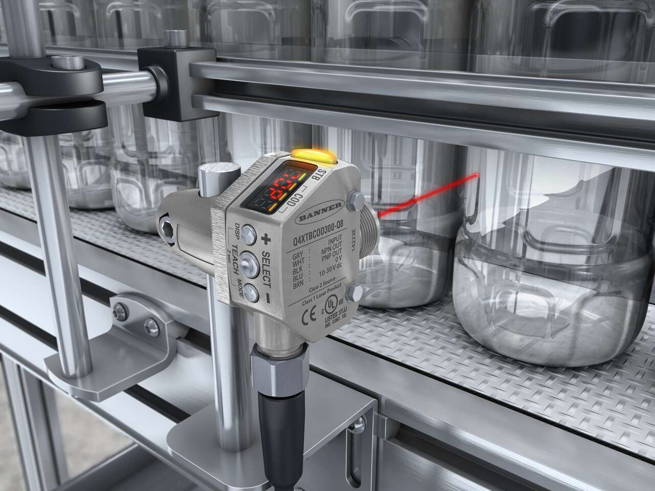 Q4X detects clear bottles in the beverage industry