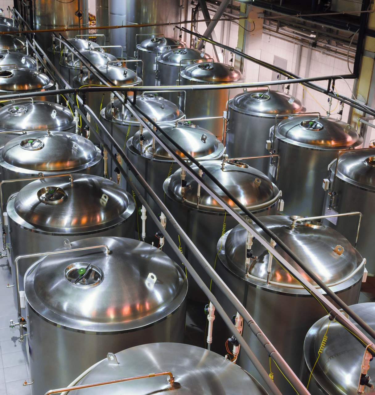 Metal tanks for the fermentation of beer