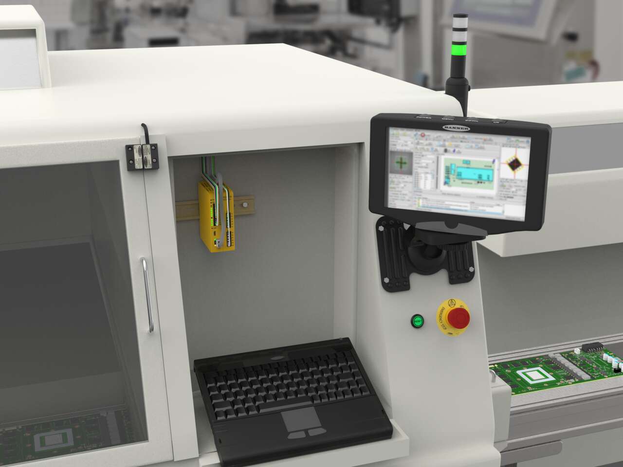 SC10 Series safety controller monitors multiple safety devices at an automated assembly station image