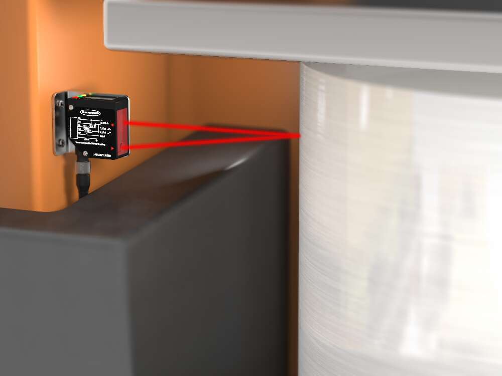 LE sensor measures roll of plastic shrink wrap