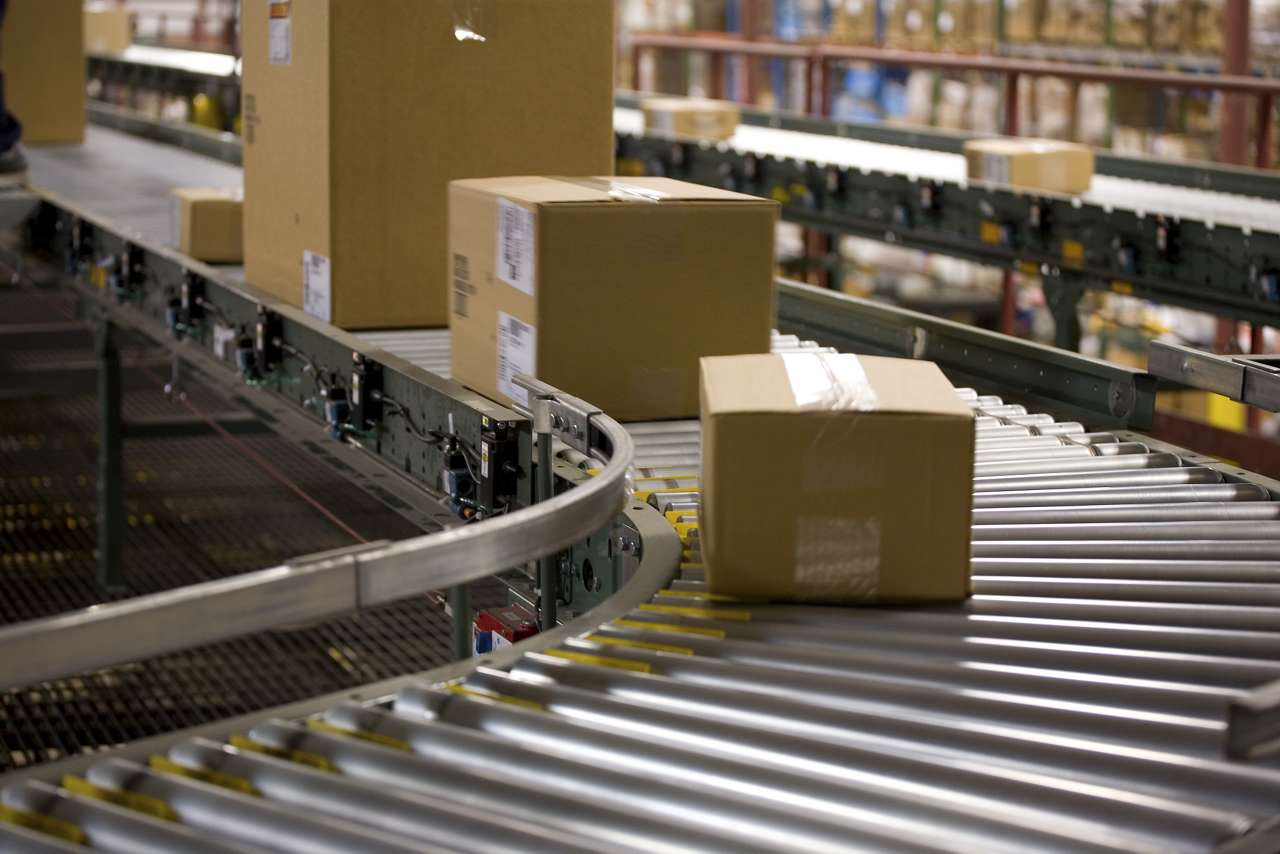 boxes on a conveyor