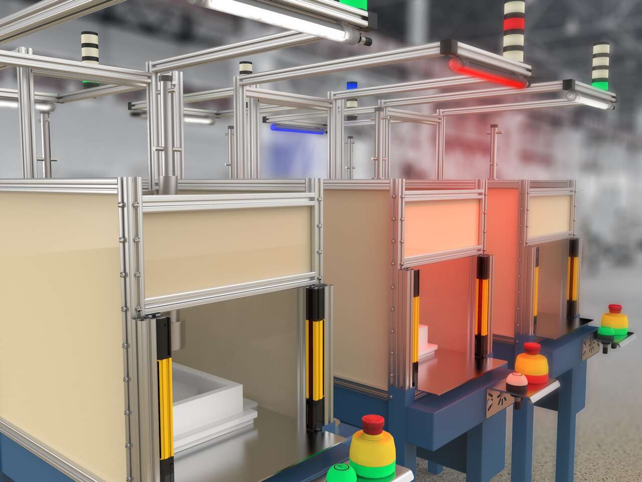 Indicators and safety solutions on workstations