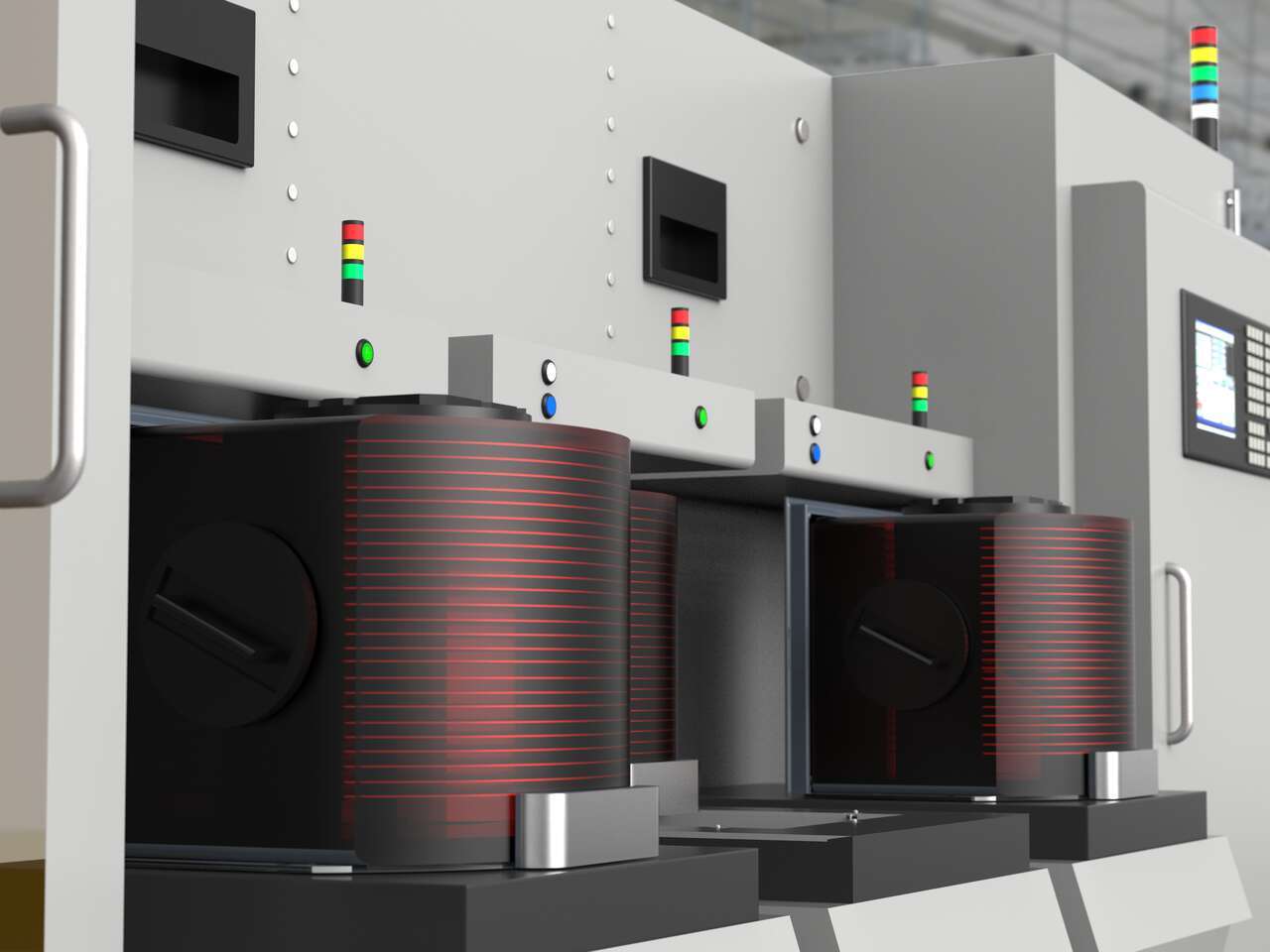 tower lights on a machine in the semiconductor industry