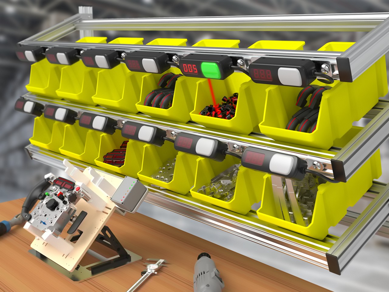 multiproduct light-guided assembly station