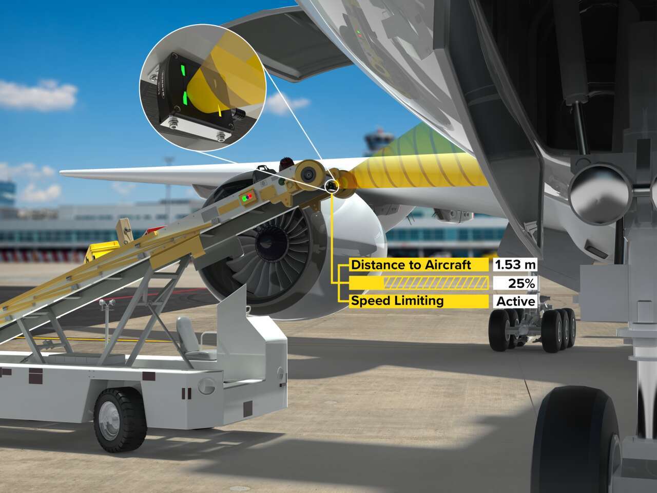 Approach Distance Monitoring for Belt Loaders
