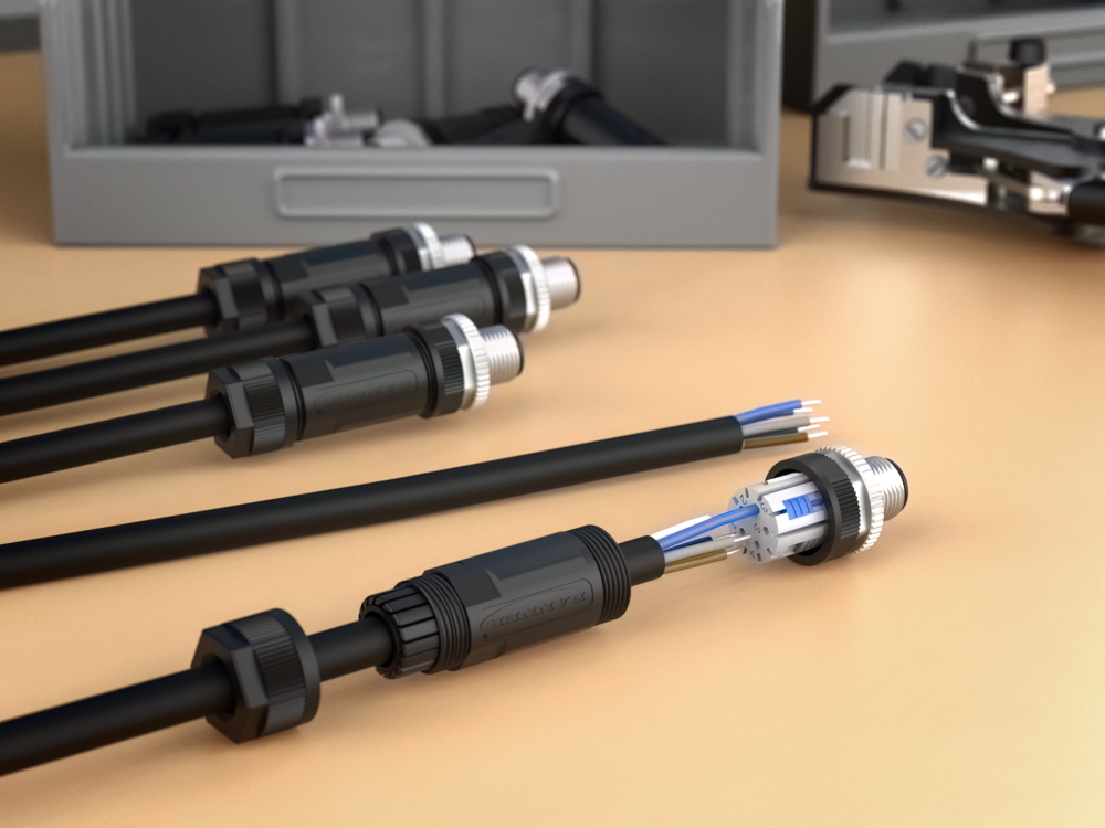 Field Wireable Connector with Slide Lock Terminals on work table being assembled