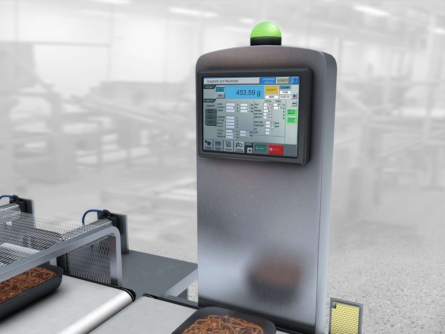 Checkweigh Station Indication of Pass/Fail Status