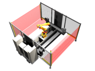 Barrière immatérielle de sécurité configurée en L