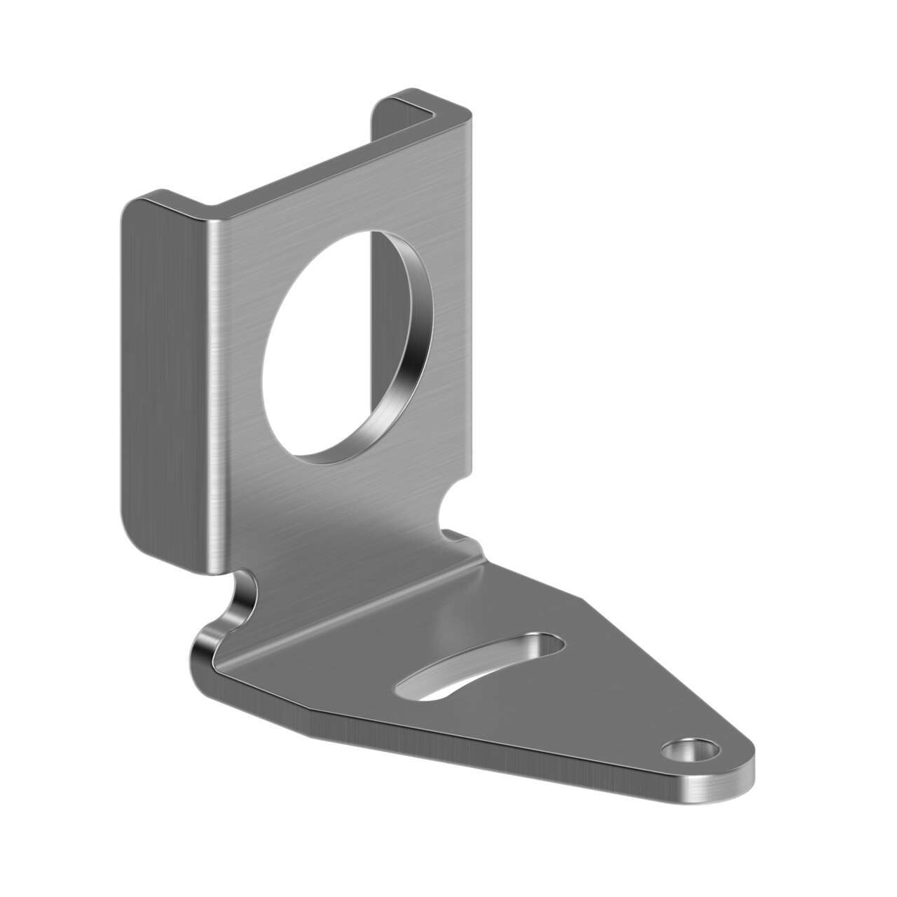 Image SMB18Q - Bracket: 18 mm Angled Flanged-Mount; Material: 12 Gauge Stainless Steel; Barrel-Mount