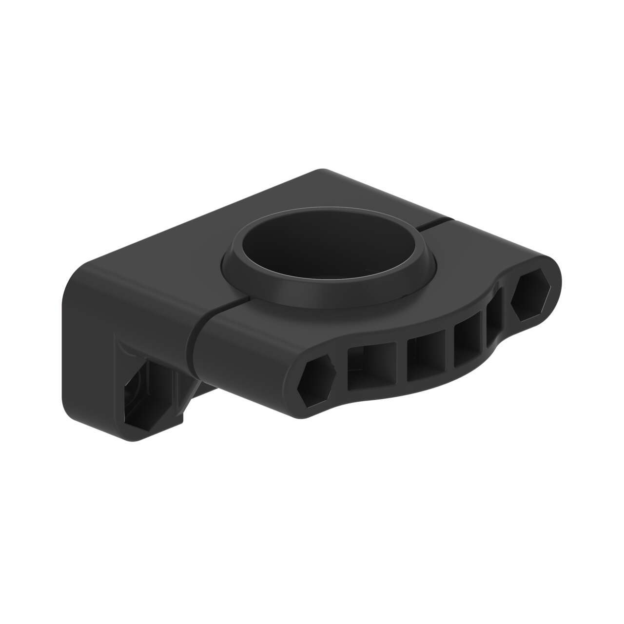 Image SMB3018SC - Bracket: 18 mm swivel barrel or side mounting; Black reinforced thermoplastic polyester;