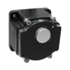 Black Banner Engineering sensor housing with a metallic circular element and visible screw mounts
